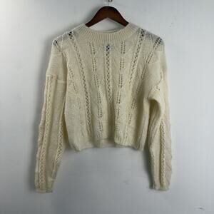 Gerard Works Vintage Woman's Cozy Cream Open Knit Cardigan Size Medium